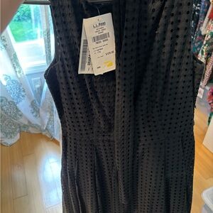 L.L. Bean Signature poplin dress eyelet black 6 NWT
